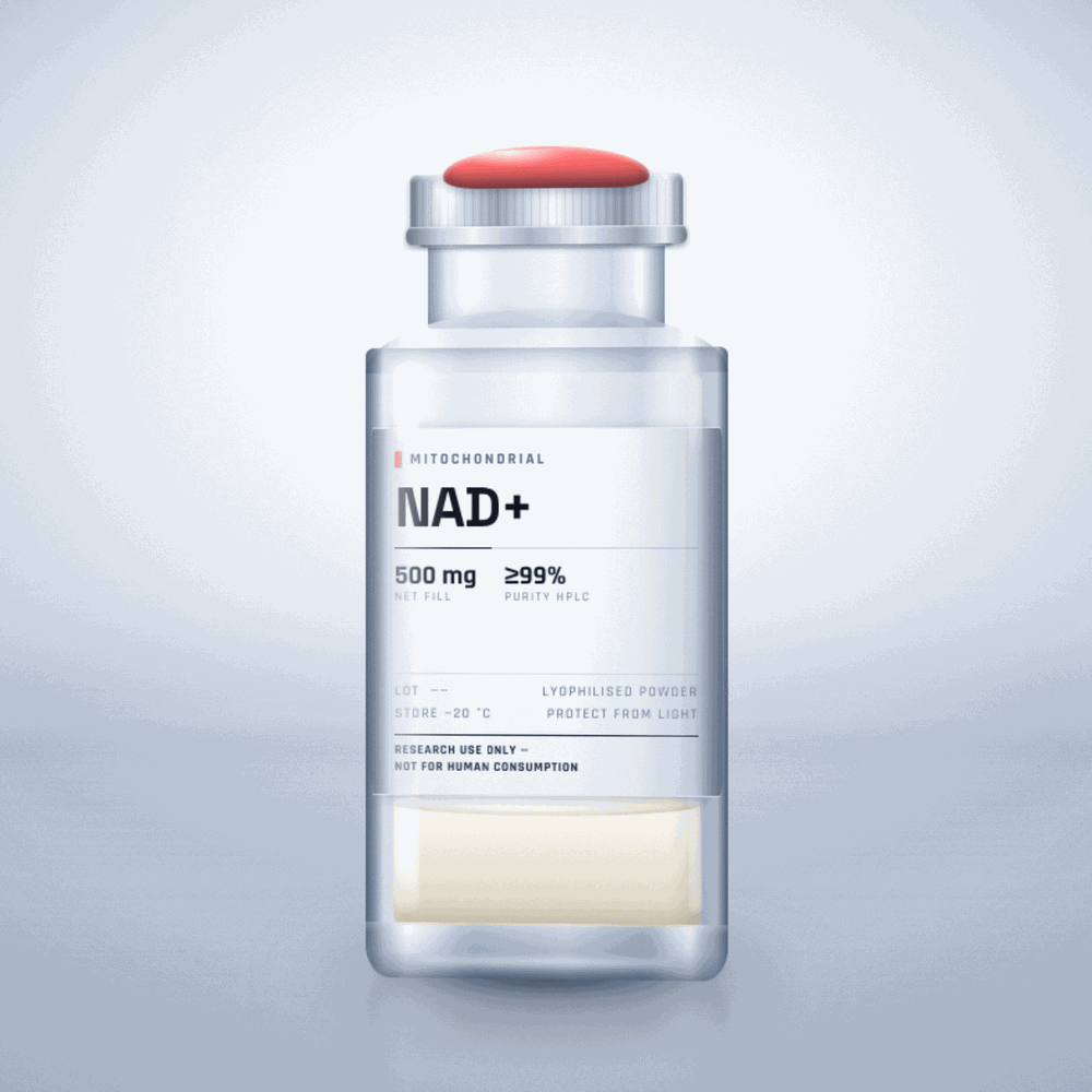 NAD+ — lyophilised research compound vial, ≥99% purity, for laboratory research use only